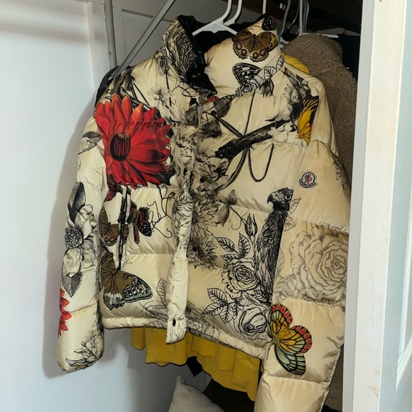 Caille Floral Butterfly Print Moncler Jacket - Picture 2 of 10
